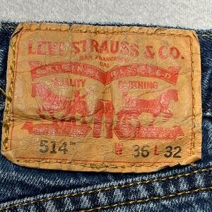 Levis 514 Mens Straight Fit Jeans Medium Wash Blue Denim 36x32